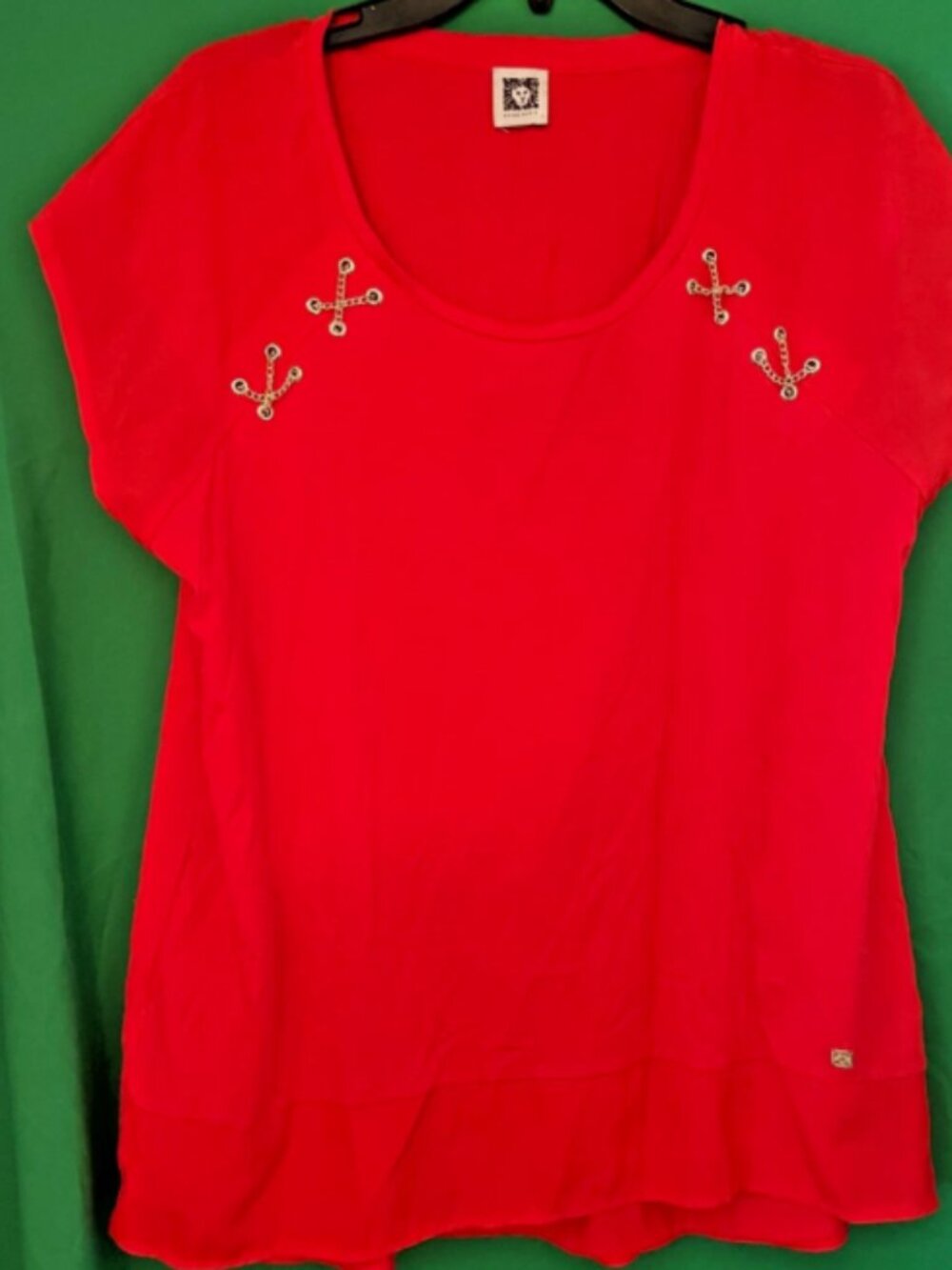 Anne Klein Sport Barbados Cherry Blouse Sz L